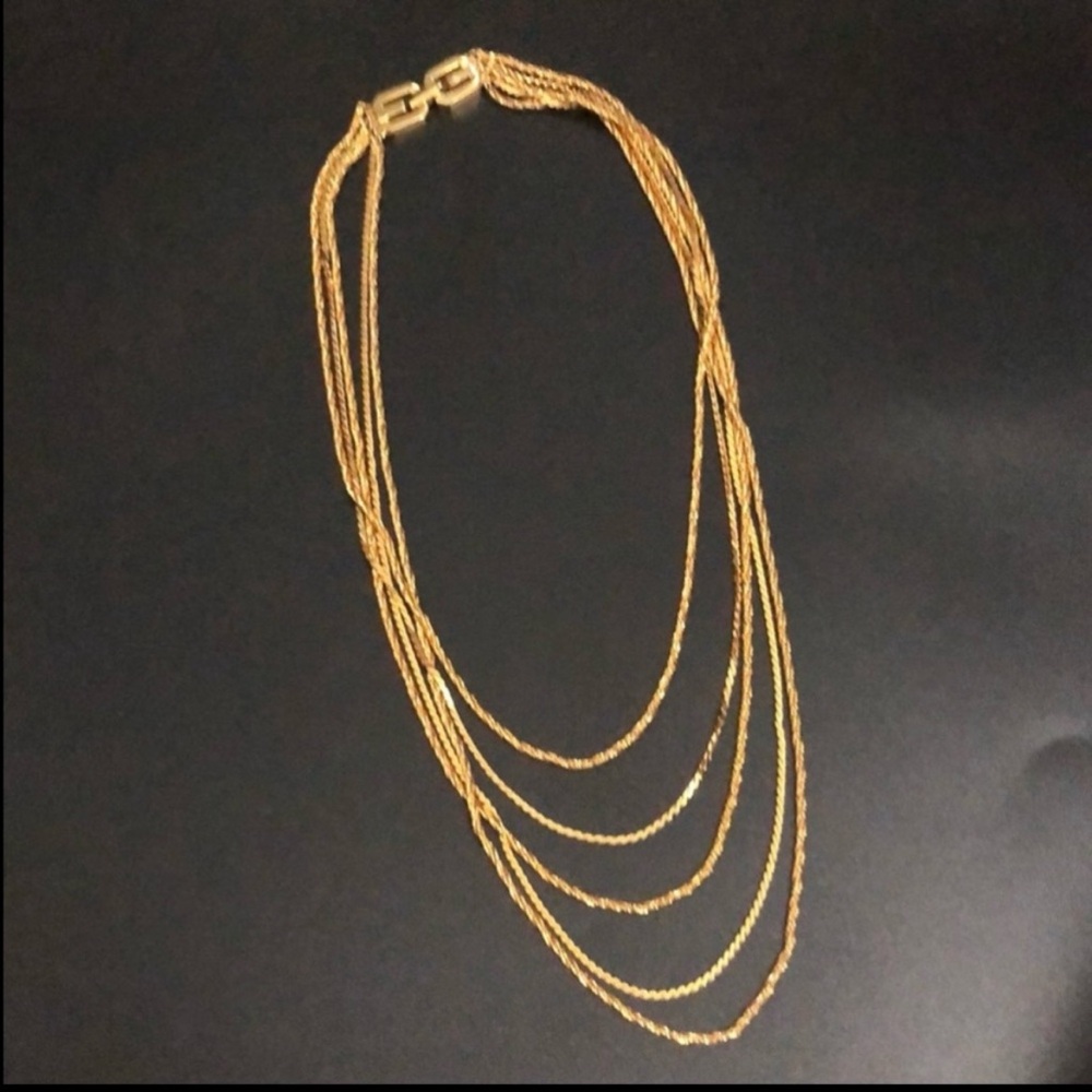 GIVENCHY GOLD TONE MULTI LAYERED VINTAGE NECKLACE